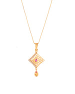 Thumbnail for Jewels Nest Gold Finish Square Pendant Necklace Set With Stone Stud Earrings For Women - Distacart