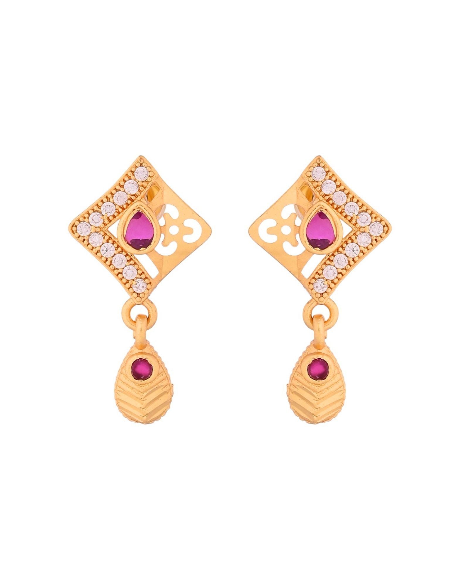 Jewels Nest Gold Finish Square Pendant Necklace Set With Stone Stud Earrings For Women - Distacart