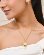 Thumbnail for Jewels Nest Gold Finish Teardrop Pendant Necklace Set With Stone Stud Earrings For Women - Distacart
