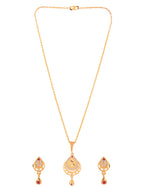 Thumbnail for Jewels Nest Gold Finish Teardrop Pendant Necklace Set With Stone Stud Earrings For Women - Distacart