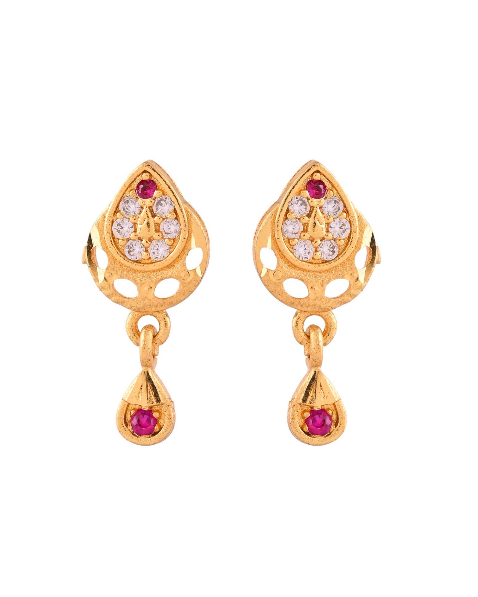 Jewels Nest Gold Finish Teardrop Pendant Necklace Set With Stone Stud Earrings For Women - Distacart