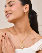 Thumbnail for Jewels Nest Gold-Plated Circular Pendant Necklace With Matching Stud Earrings For Women - Distacart