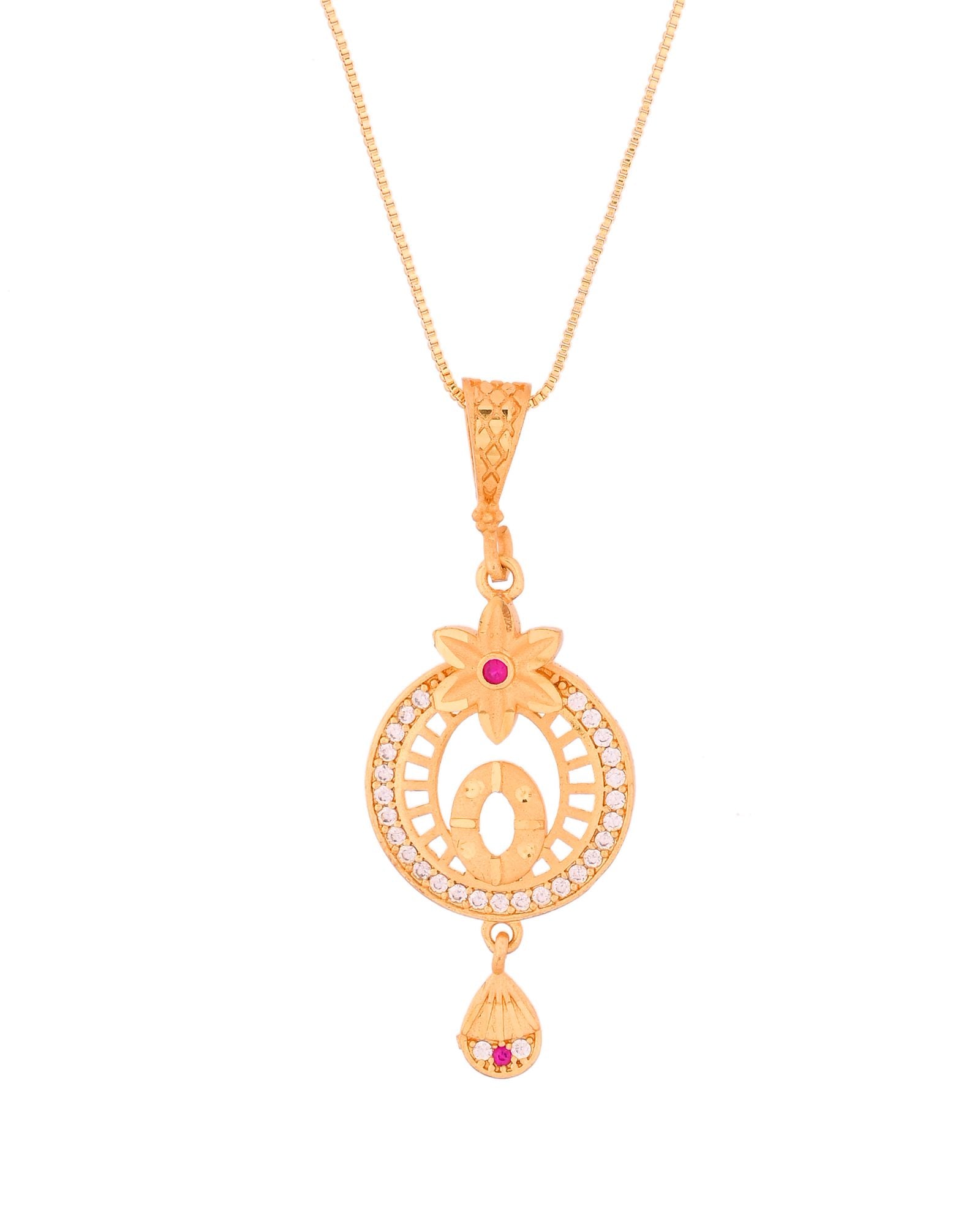 Jewels Nest Gold-Plated Circular Pendant Necklace With Matching Stud Earrings For Women - Distacart