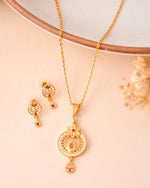 Thumbnail for Jewels Nest Gold-Plated Circular Pendant Necklace With Matching Stud Earrings For Women - Distacart