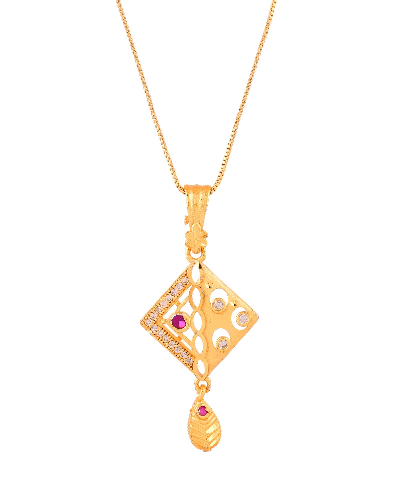 Jewels Nest Gold-Plated Square Pendant Necklace Set With Matching Earrings For Women - Distacart