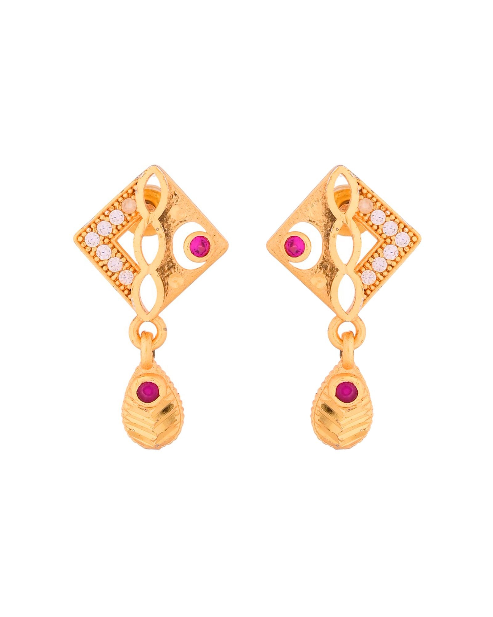 Jewels Nest Gold-Plated Square Pendant Necklace Set With Matching Earrings For Women - Distacart