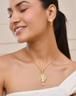Thumbnail for Jewels Nest Gold-Plated Honeycomb Design Pendant Necklace Set With Matching Earrings For Women - Distacart