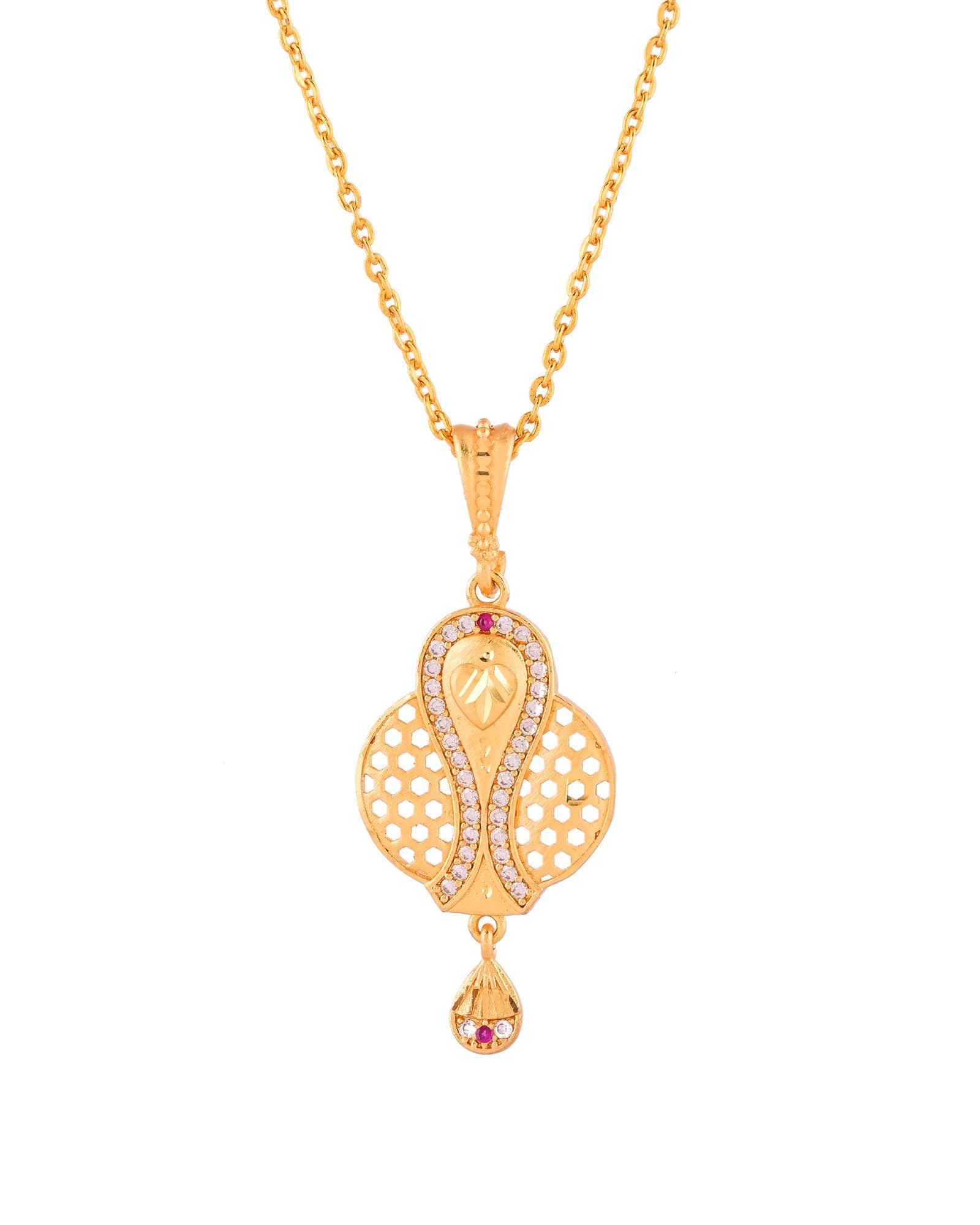 Jewels Nest Gold-Plated Honeycomb Design Pendant Necklace Set With Matching Earrings For Women - Distacart