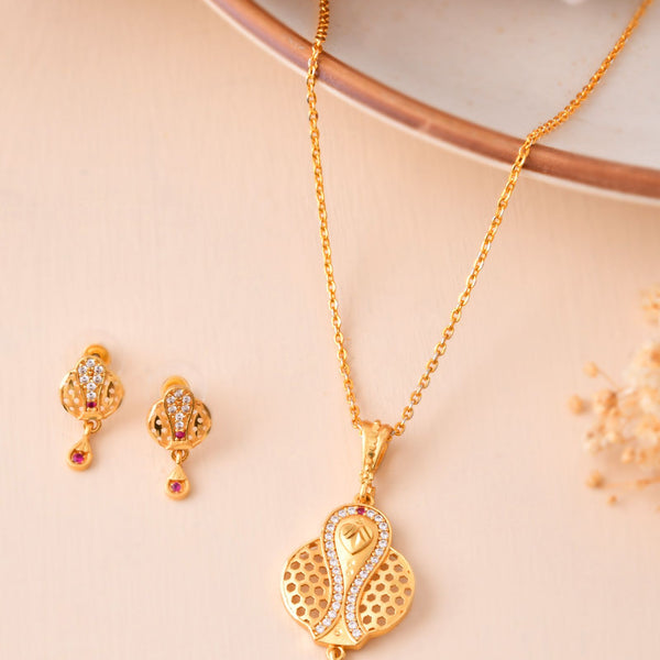 Jewels Nest Gold-Plated Honeycomb Design Pendant Necklace Set With Matching Earrings For Women - Distacart