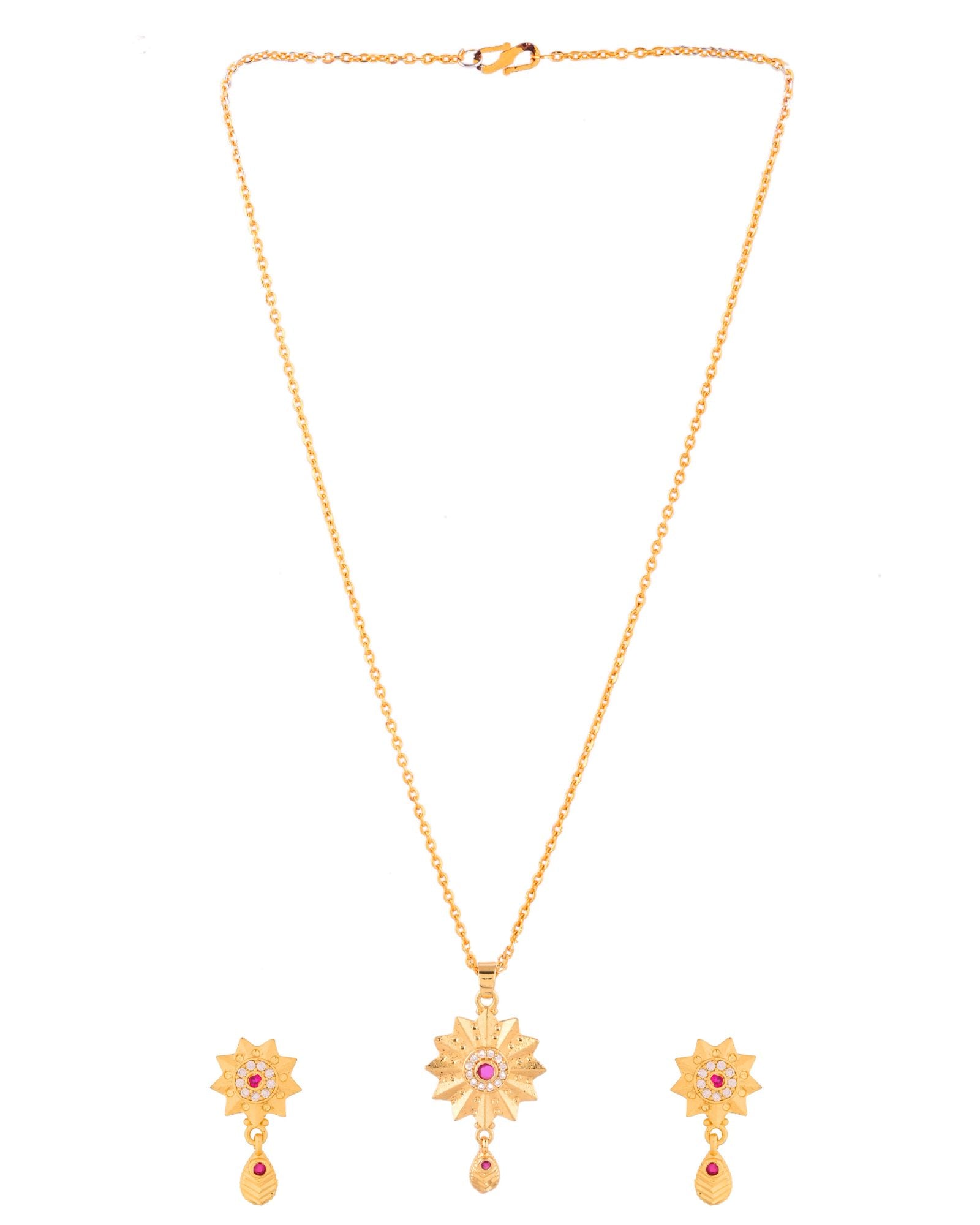 Jewels Nest Gold-Plated Sunburst Pendant Necklace Set With Matching Earrings For Women - Distacart
