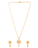 Thumbnail for Jewels Nest Gold-Plated Sunburst Pendant Necklace Set With Matching Earrings For Women - Distacart
