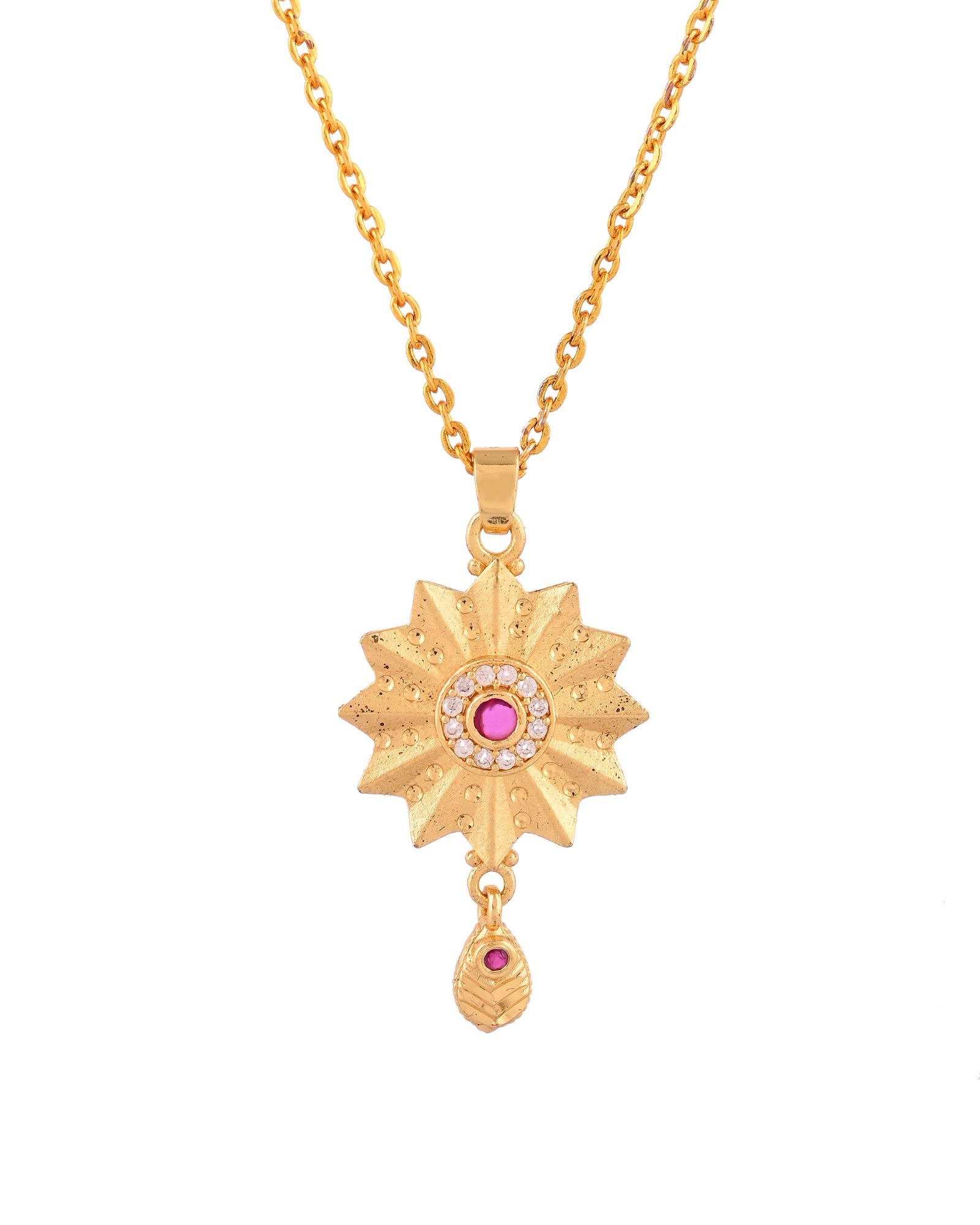 Jewels Nest Gold-Plated Sunburst Pendant Necklace Set With Matching Earrings For Women - Distacart