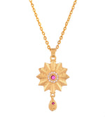 Thumbnail for Jewels Nest Gold-Plated Sunburst Pendant Necklace Set With Matching Earrings For Women - Distacart