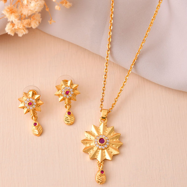 Jewels Nest Gold-Plated Sunburst Pendant Necklace Set With Matching Earrings For Women - Distacart