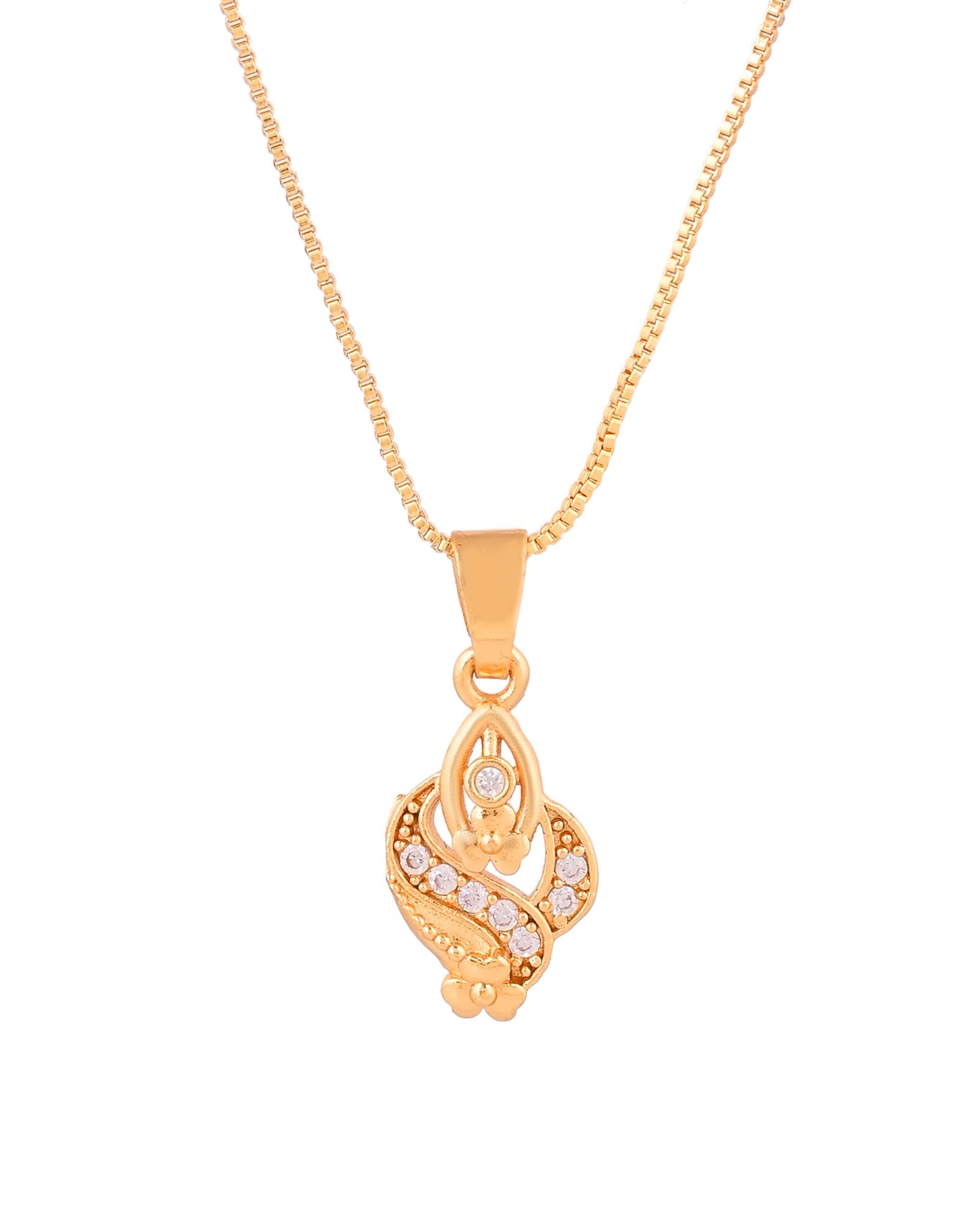 Jewels Nest Gold-Plated Leaf Motif Pendant Necklace For Women - Distacart
