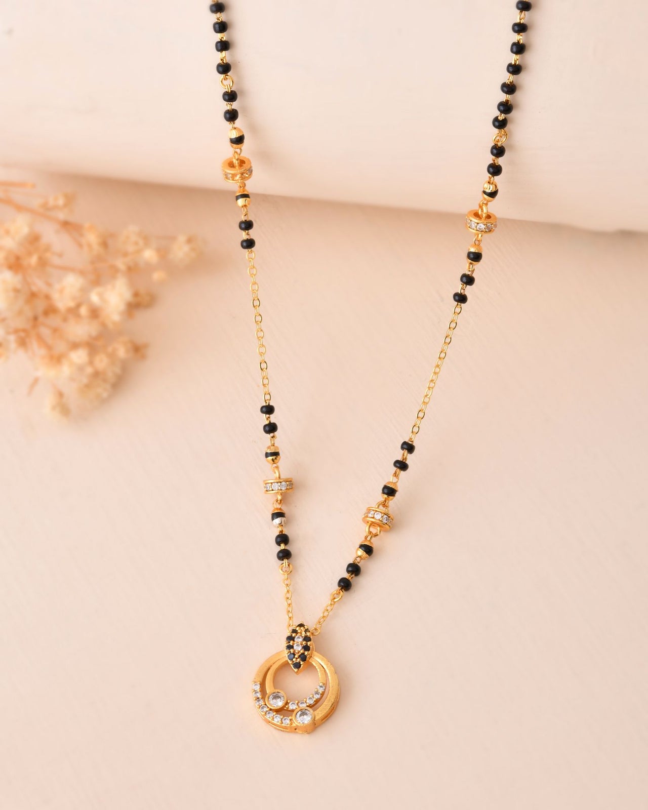Jewels Nest Gold-Plated Black Beads Mangalsutra Necklace For Women - Distacart