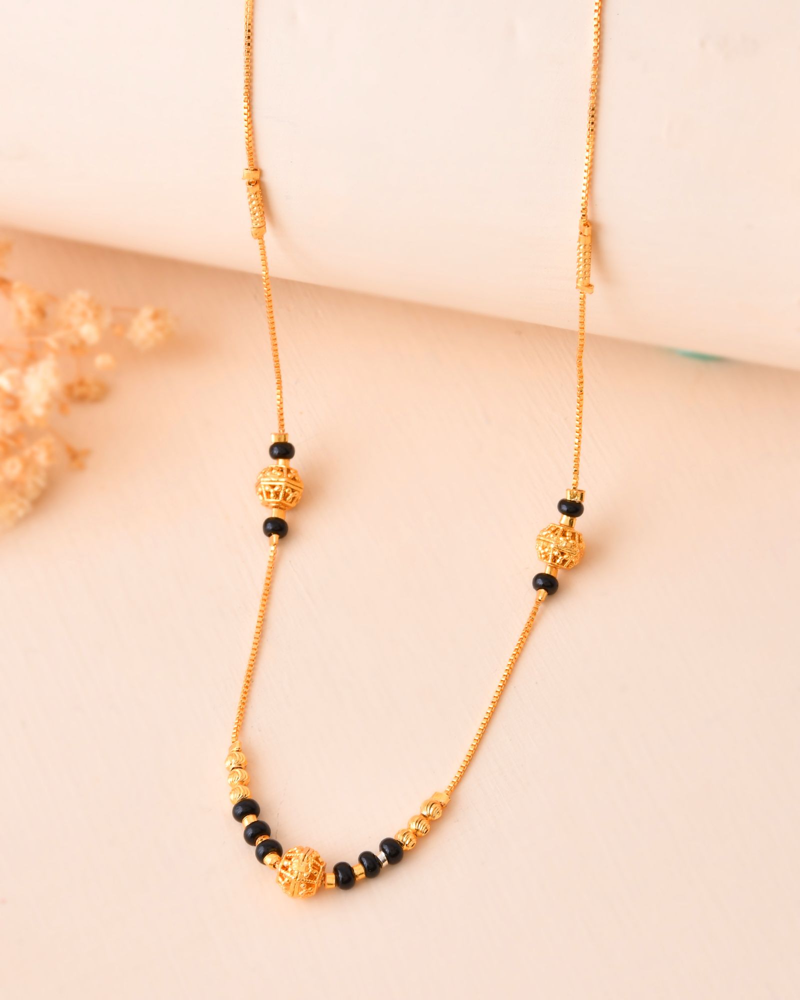 Jewels Nest Elegant Gold-Plated Black Beads Mangalsutra Necklace - Distacart