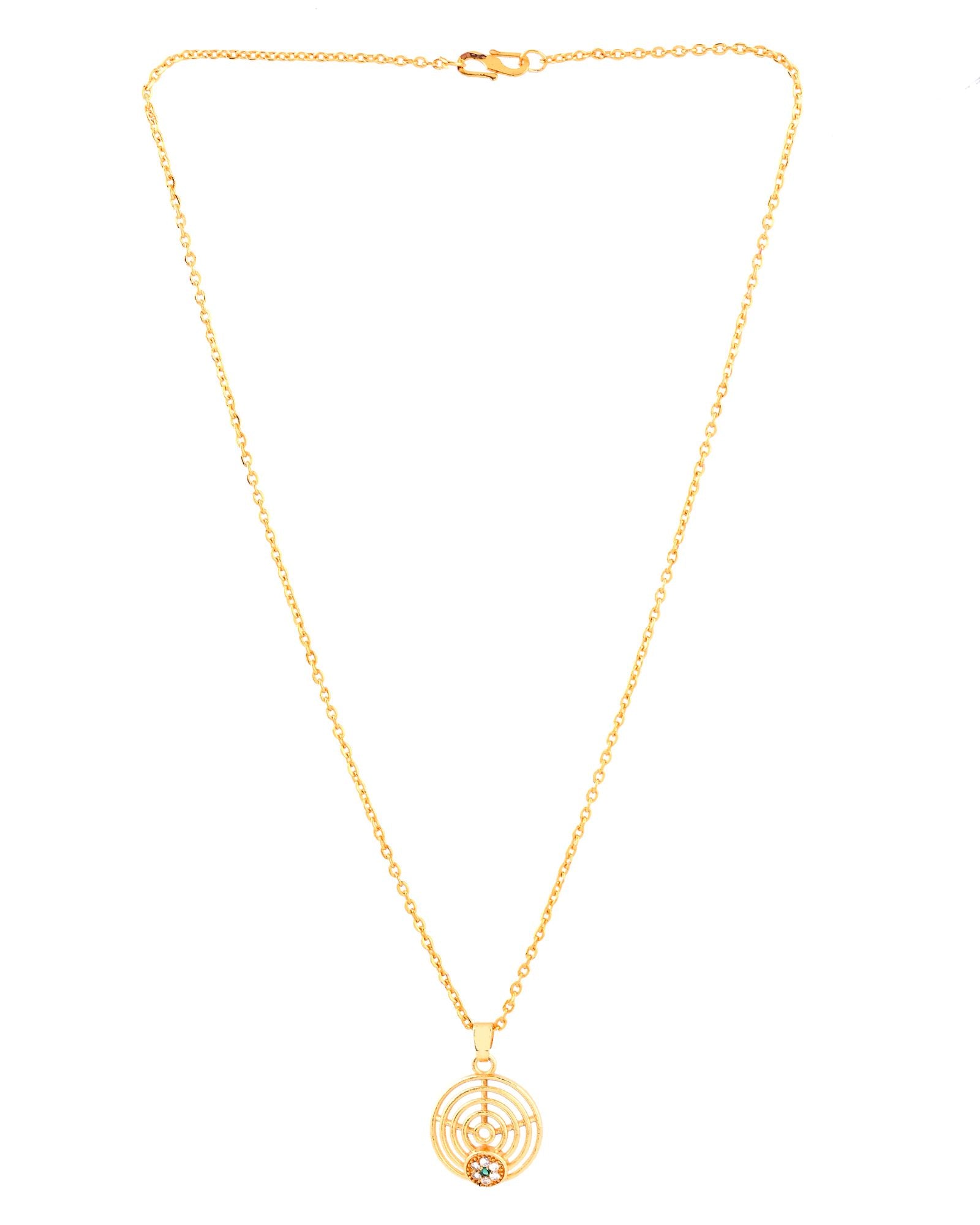 Jewels Nest Minimal Gold-Plated Circular Pendant Necklace For Women - Distacart