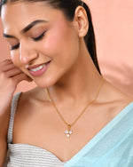 Thumbnail for Jewels Nest Elegant Gold-Plated Triple Stone Pendant Necklace For Women - Distacart