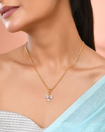 Thumbnail for Jewels Nest Elegant Gold-Plated Triple Stone Pendant Necklace For Women - Distacart