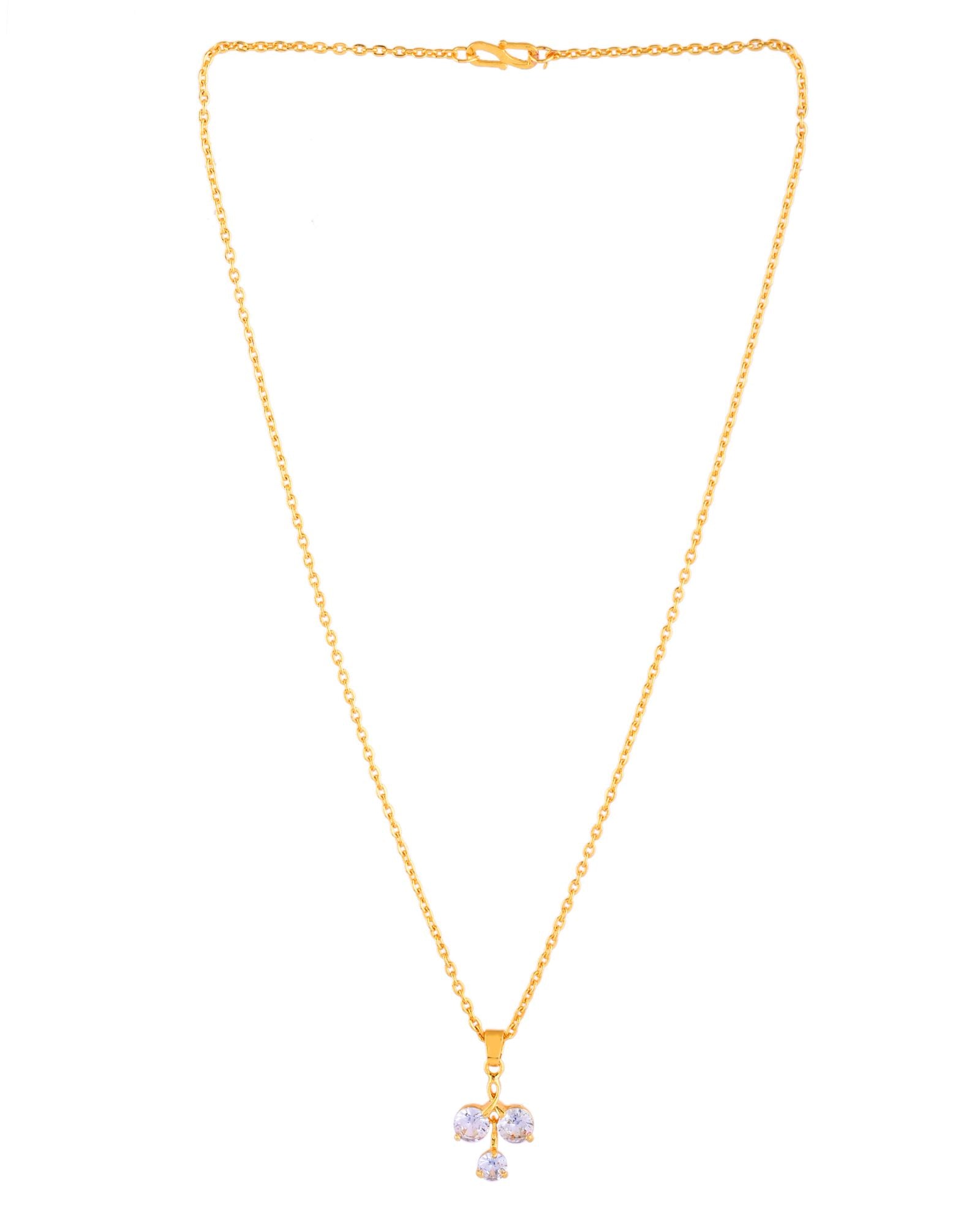 Jewels Nest Elegant Gold-Plated Triple Stone Pendant Necklace For Women - Distacart