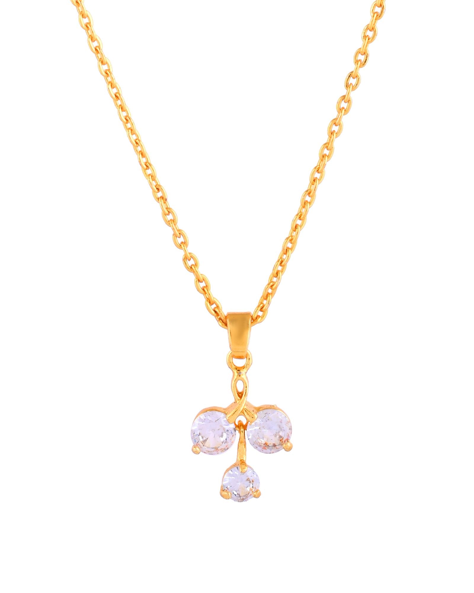 Jewels Nest Elegant Gold-Plated Triple Stone Pendant Necklace For Women - Distacart
