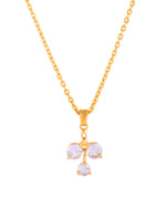 Thumbnail for Jewels Nest Elegant Gold-Plated Triple Stone Pendant Necklace For Women - Distacart