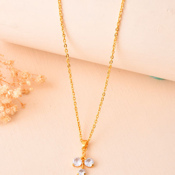 Jewels Nest Elegant Gold-Plated Triple Stone Pendant Necklace For Women - Distacart