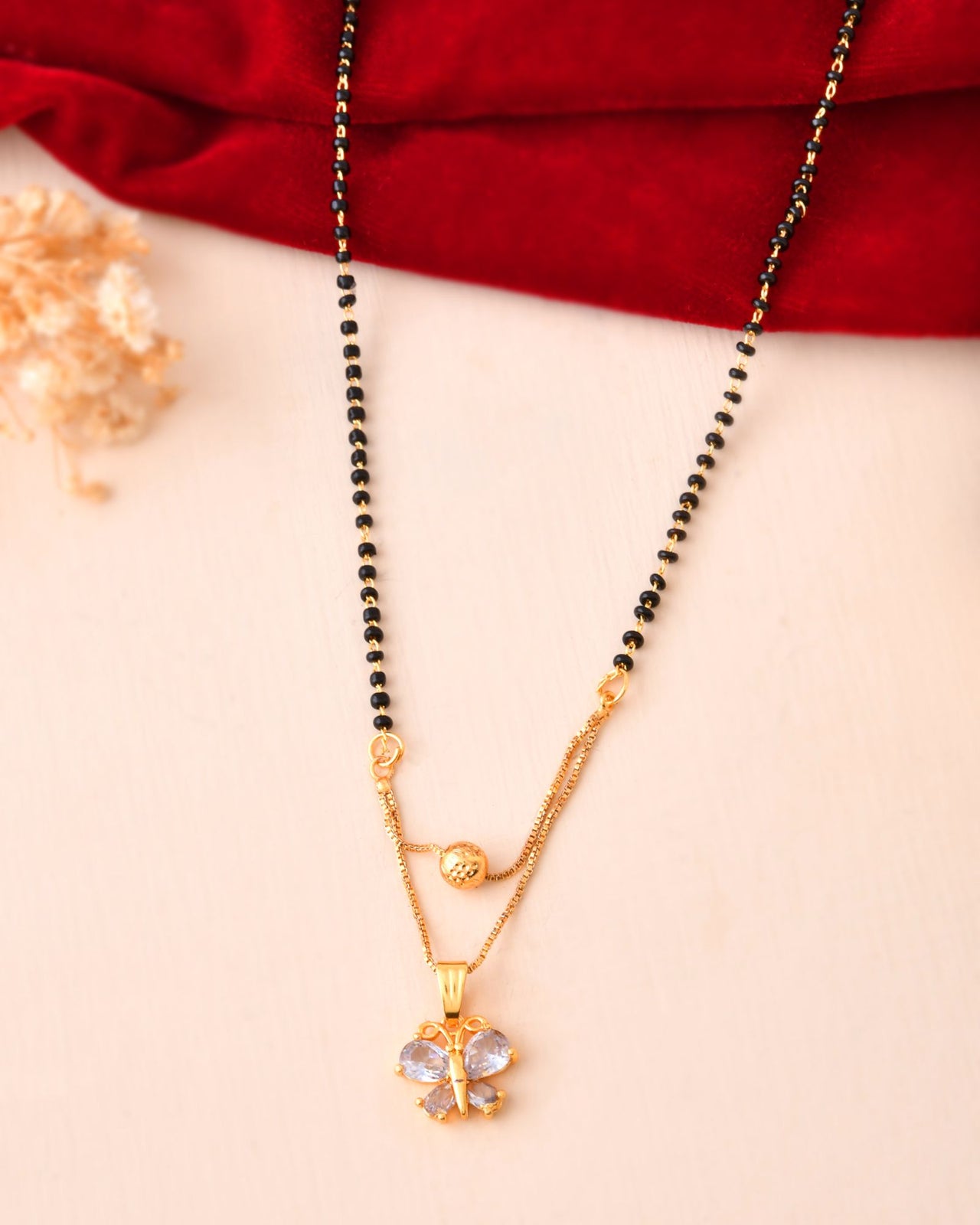 Jewels Nest Gold-Plated Butterfly Pendant Mangalsutra For Women - Distacart