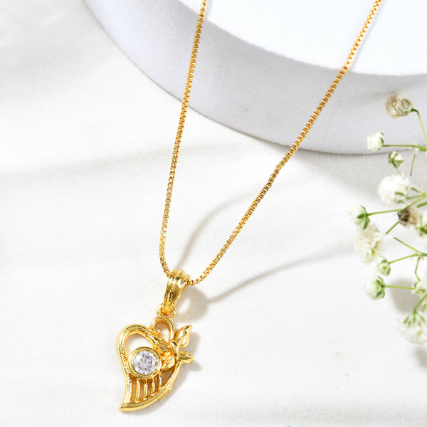 Jewels Nest Elegant Gold-Polished Couple Pendant Set - Distacart