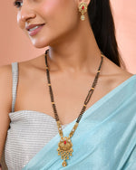 Thumbnail for Jewels Nest Antique Gold-Plated Red Stone Temple Mangalsutra Set For Women - Distacart