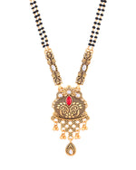Thumbnail for Jewels Nest Antique Gold-Plated Red Stone Temple Mangalsutra Set For Women - Distacart