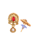 Thumbnail for Jewels Nest Antique Gold-Plated Red Stone Temple Mangalsutra Set For Women - Distacart