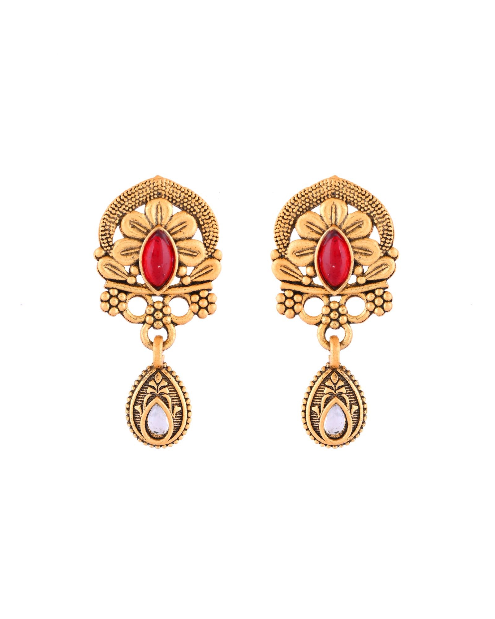 Jewels Nest Antique Gold-Plated Red Stone Temple Mangalsutra Set For Women - Distacart