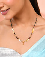Thumbnail for Jewels Nest Gold-Tone Leaf Design Black Beads Mangalsutra For Daily Wear - Distacart