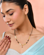 Thumbnail for Jewels Nest Gold-Tone Leaf Design Black Beads Mangalsutra For Daily Wear - Distacart