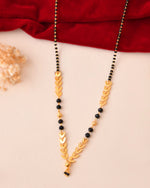 Thumbnail for Jewels Nest Gold-Tone Leaf Design Black Beads Mangalsutra For Daily Wear - Distacart