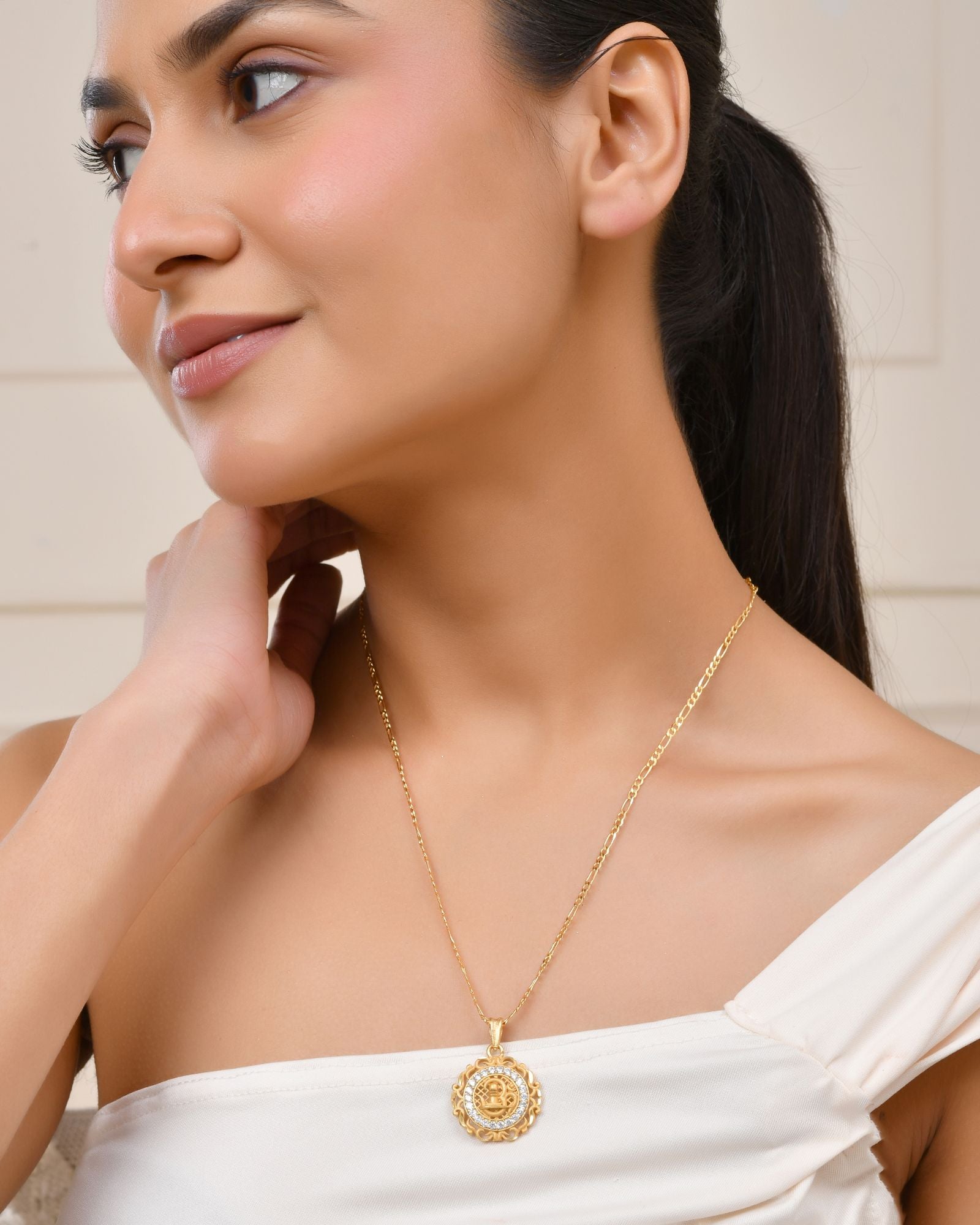 Jewels Nest Gold-Tone Circular Cz Pendant Necklace For Women - Distacart