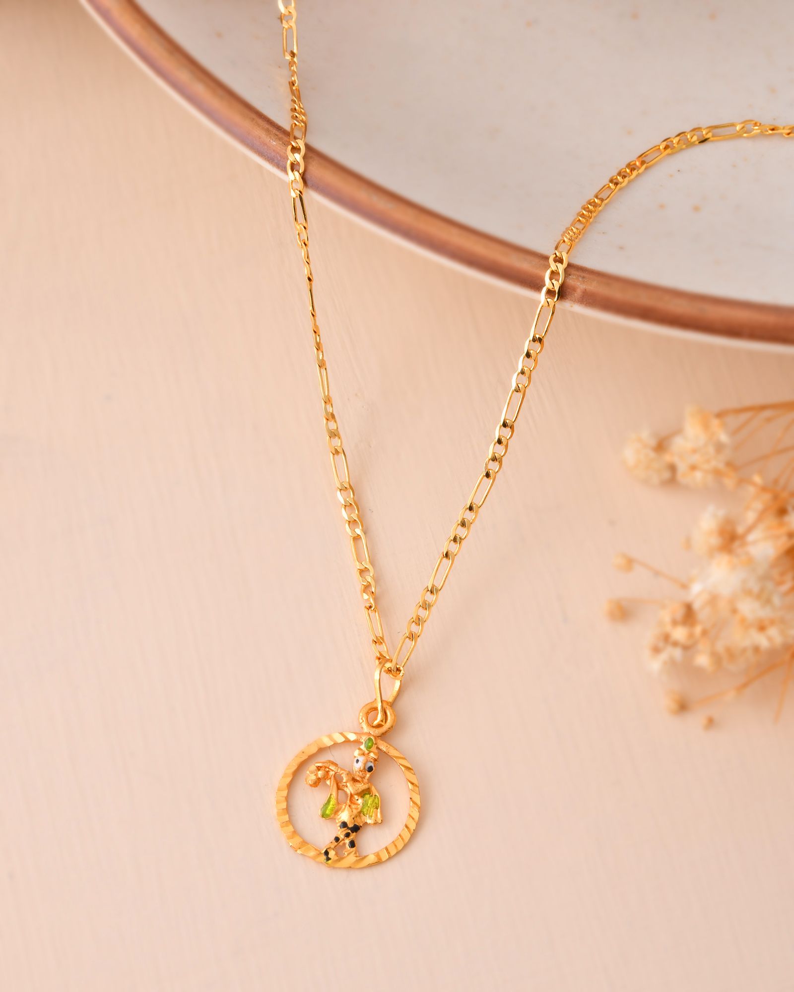 Jewels Nest Gold-Tone Enamel Krishna Circle Pendant Necklace For Women - Distacart