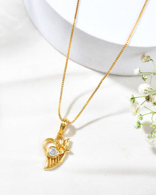 Jewels Nest Elegant Gold-Polished Couple Pendant Set - Distacart