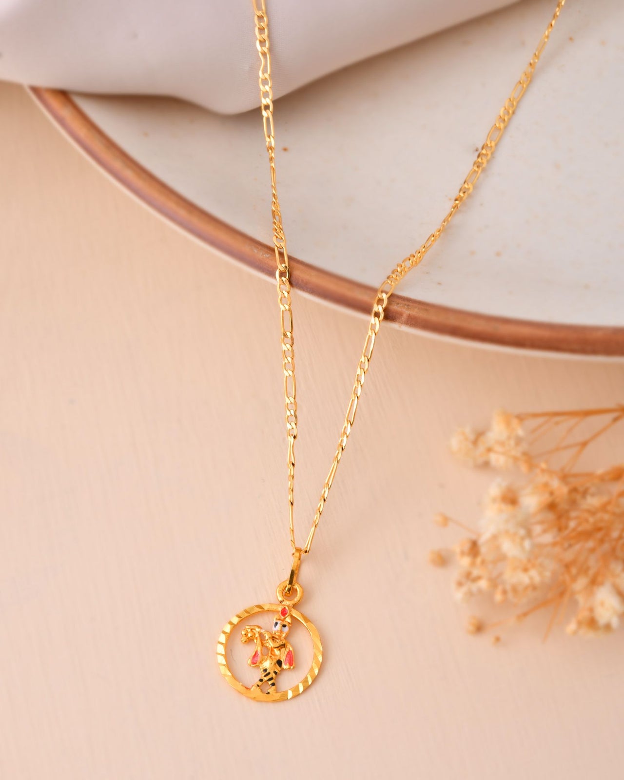 Jewels Nest Gold-Tone Enamel Krishna Circle Pendant Necklace For Women - Distacart