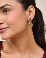Thumbnail for Jewels Nest Gold-Tone Oxidised Pearl Drop Chandbali Earrings - Distacart