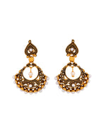 Thumbnail for Jewels Nest Gold-Tone Oxidised Pearl Drop Chandbali Earrings - Distacart