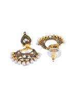 Thumbnail for Jewels Nest Gold-Tone Oxidised Pearl Drop Chandbali Earrings - Distacart