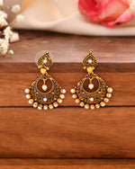 Thumbnail for Jewels Nest Gold-Tone Oxidised Pearl Drop Chandbali Earrings - Distacart