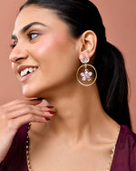 Thumbnail for Jewels Nest Gold-Tone Floral Crystal Hoop Earrings For Women - Distacart