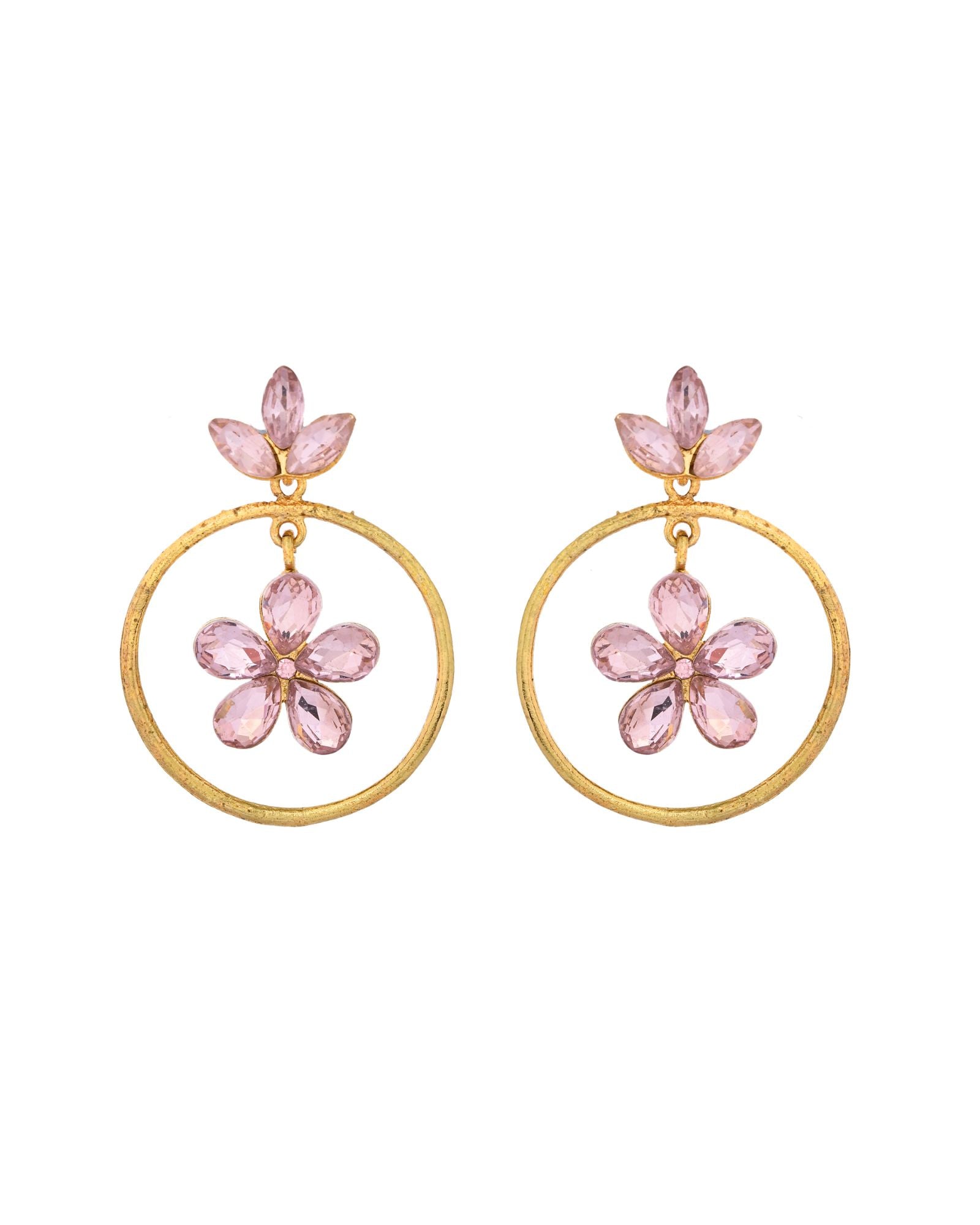 Jewels Nest Gold-Tone Floral Crystal Hoop Earrings For Women - Distacart