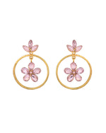 Thumbnail for Jewels Nest Gold-Tone Floral Crystal Hoop Earrings For Women - Distacart
