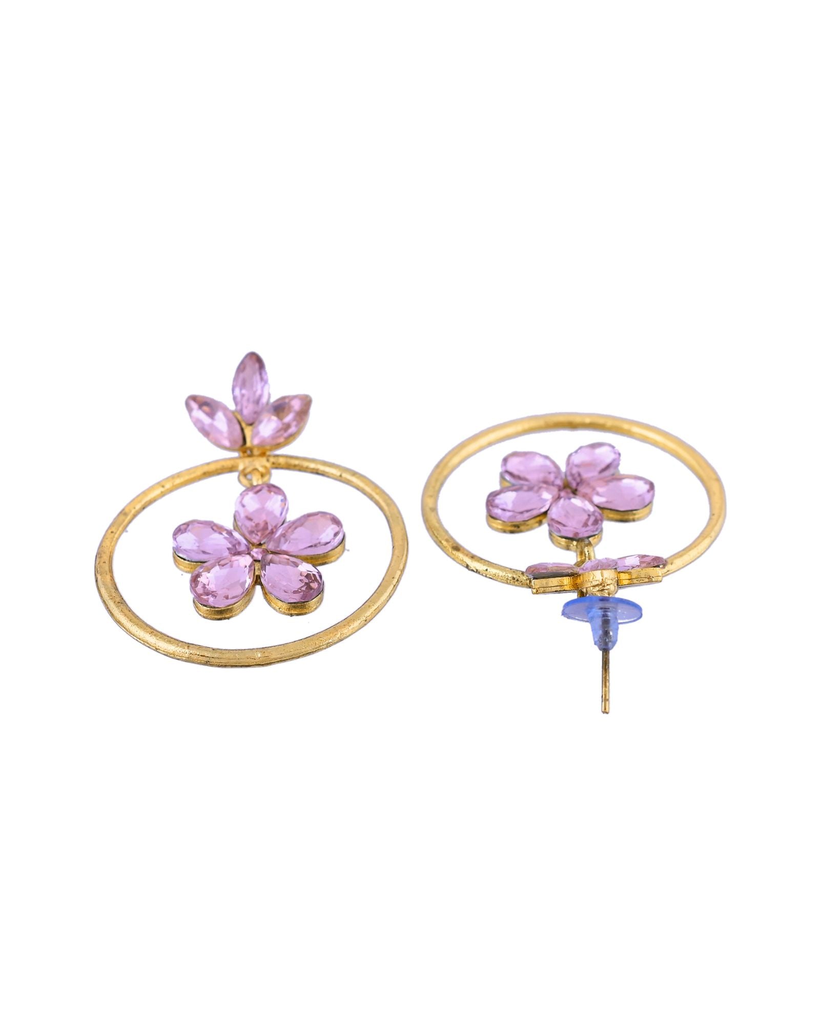 Jewels Nest Gold-Tone Floral Crystal Hoop Earrings For Women - Distacart