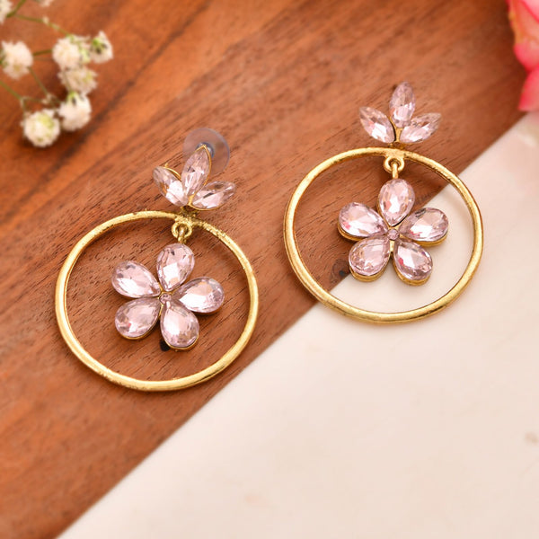 Jewels Nest Gold-Tone Floral Crystal Hoop Earrings For Women - Distacart